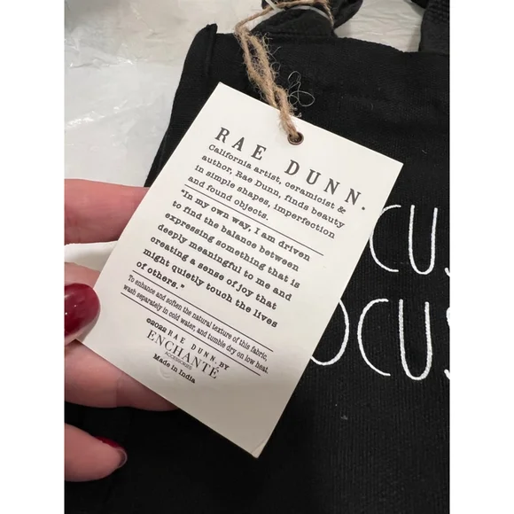 (2) Rae Dunn Small Canvas Black Hocus Pocus Tote Bag NWT - Picture 5 of 6